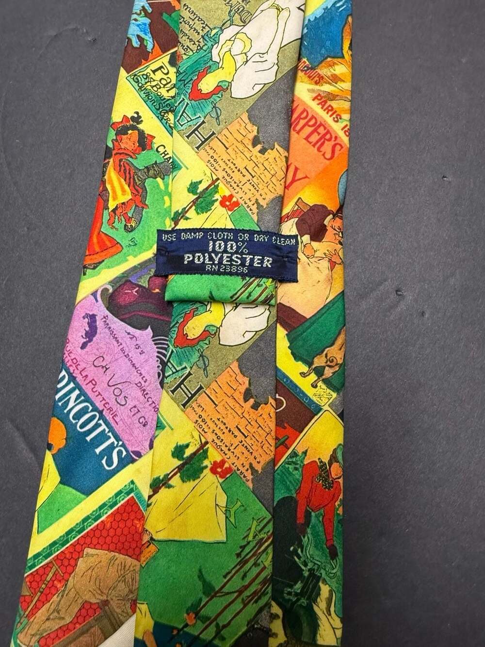 Wembley Vintage Silk Clip-On Tie Tan Geometric Pattern - Picture 3 of 5